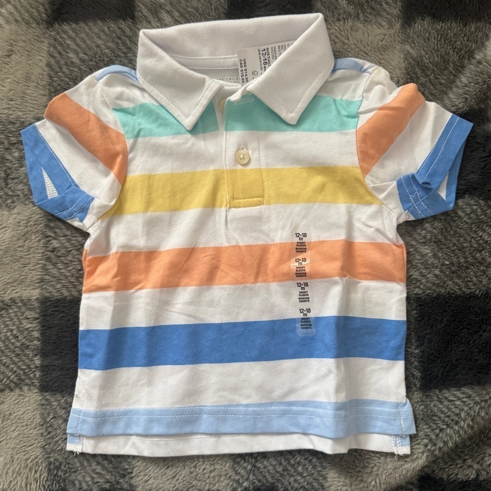 NWT The Children’s Place Colorful Striped Kids Polo Shirt 12-18 months